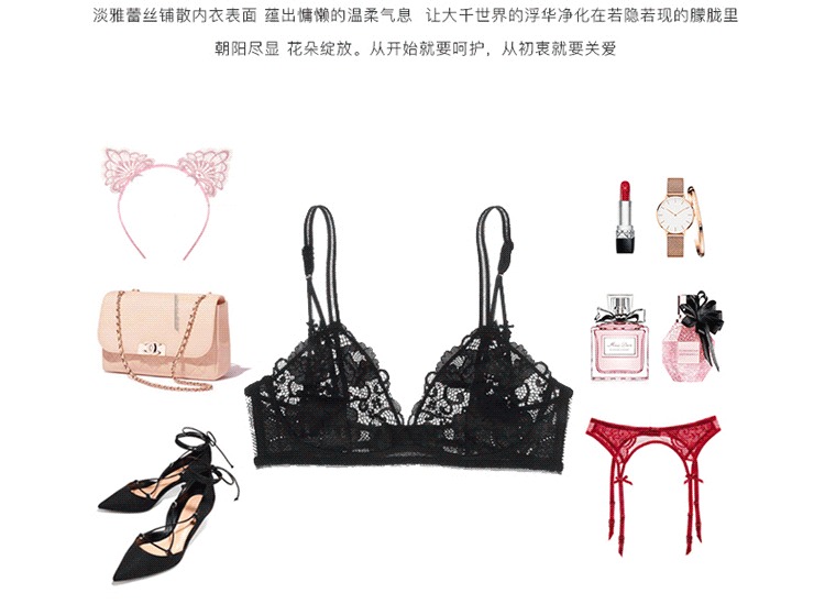 Cô gái làm đẹp nhà ở châu Âu và châu Mỹ bralette không thép vòng ngực gợi cảm siêu mỏng không có bọt biển hình tam giác ren đồ lót ao lót cho con bú