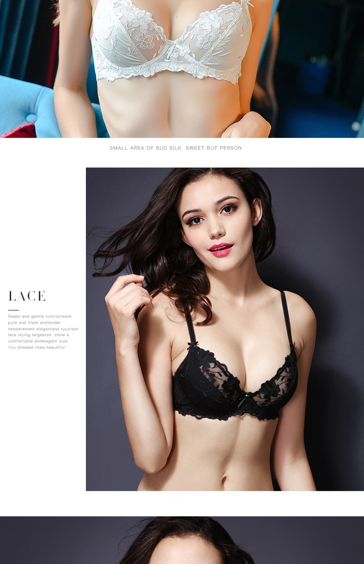 Girl Beauty House Pháp Summer Slim Lace Sponge-Free Bra White White Thêu Đồ lót có thể chèn Bra - Áo ngực không dây áo ngực
