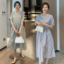 Pregnant woman Lieven dress Damp Spicy Mother Summer Dress Crummy Dress 2022 New Bubble Sleeves Gentle Wind Summer Dresses Mid-Length