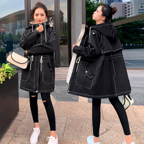 Pregnancy Woman Dress Spring Autumn Season Wind Clothes Mid Length 2022 New Korean Edition Loose Pregnancy Even Cap Big Code Cardio-hoodie Jacket