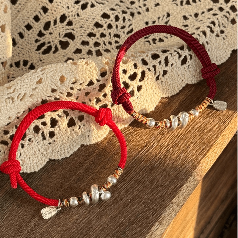 Pure Silver 999 Snake Zodiac Year Bracelet New Style Red String Good Luck Bracelet for Couples Snake Zodiac Lovers Gift