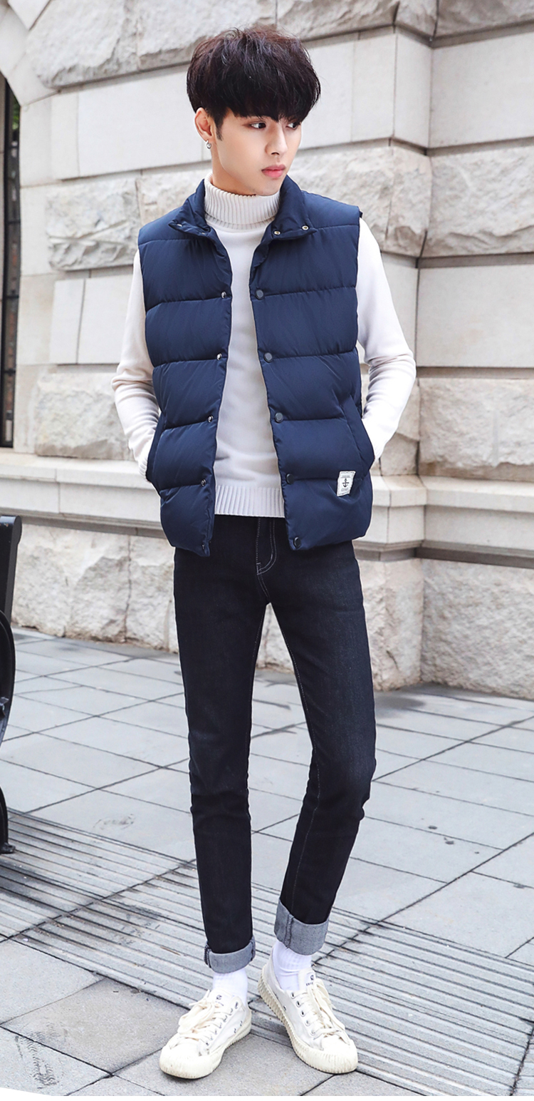 Vest nam mùa thu đông dày xuống áo khoác cotton mùa đông đôi nam nữ phiên bản Hàn Quốc của xu hướng vest vest đẹp trai áo khoác nam giả vest