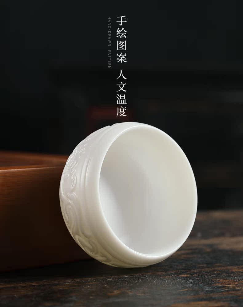 Dehua white porcelain clay seal sample tea cup master cup single CPU kung fu tea cup China the white all checking gift boxes