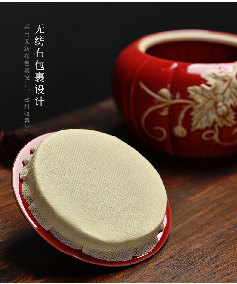 Pumpkin mud seal tea pot ceramic seal moisture receives stock POTS store receives the trumpet puer tea box of household