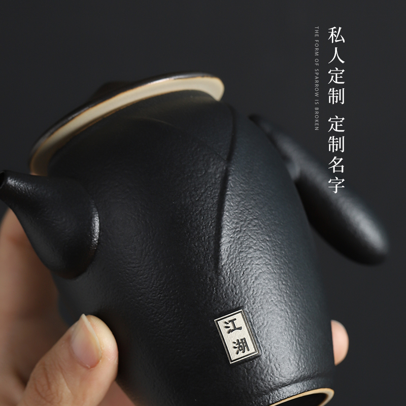 Mud seal tea set suit small household contracted kung fu tea set ceramic cups creative teapot Japanese custom