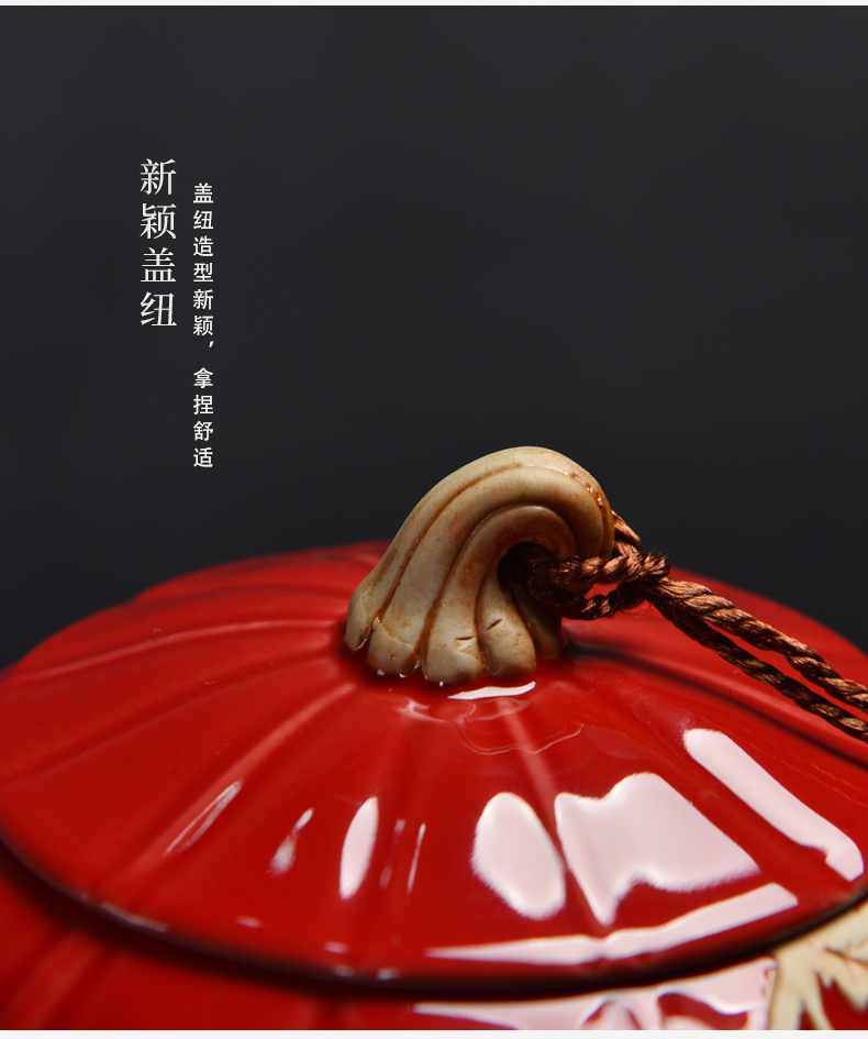 Pumpkin mud seal tea pot ceramic seal moisture receives stock POTS store receives the trumpet puer tea box of household