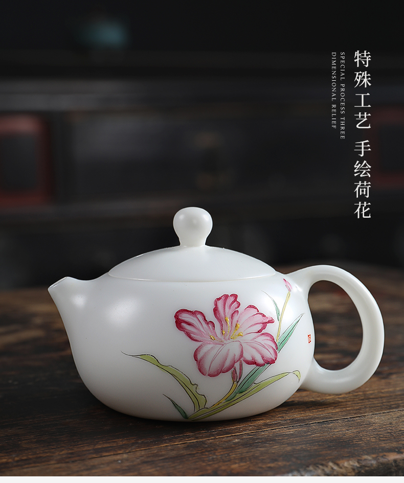 Mud seal charge rhyme tea suit household contracted teacups hand - made ceramic kungfu Chinese white dehua white porcelain gift boxes