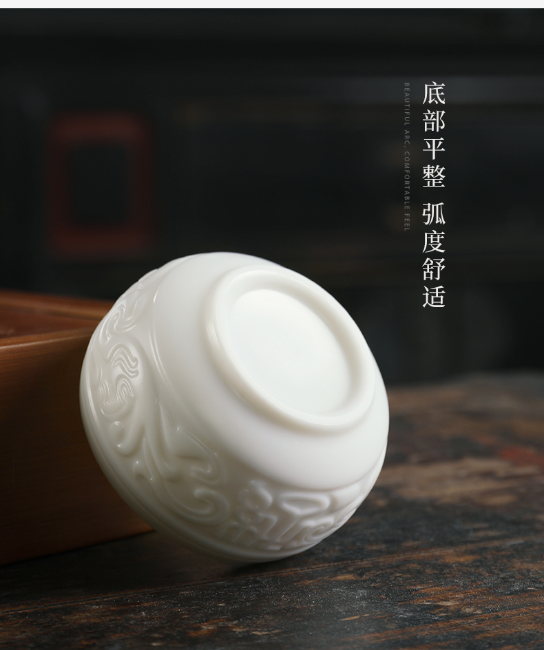 Dehua white porcelain clay seal sample tea cup master cup single CPU kung fu tea cup China the white all checking gift boxes