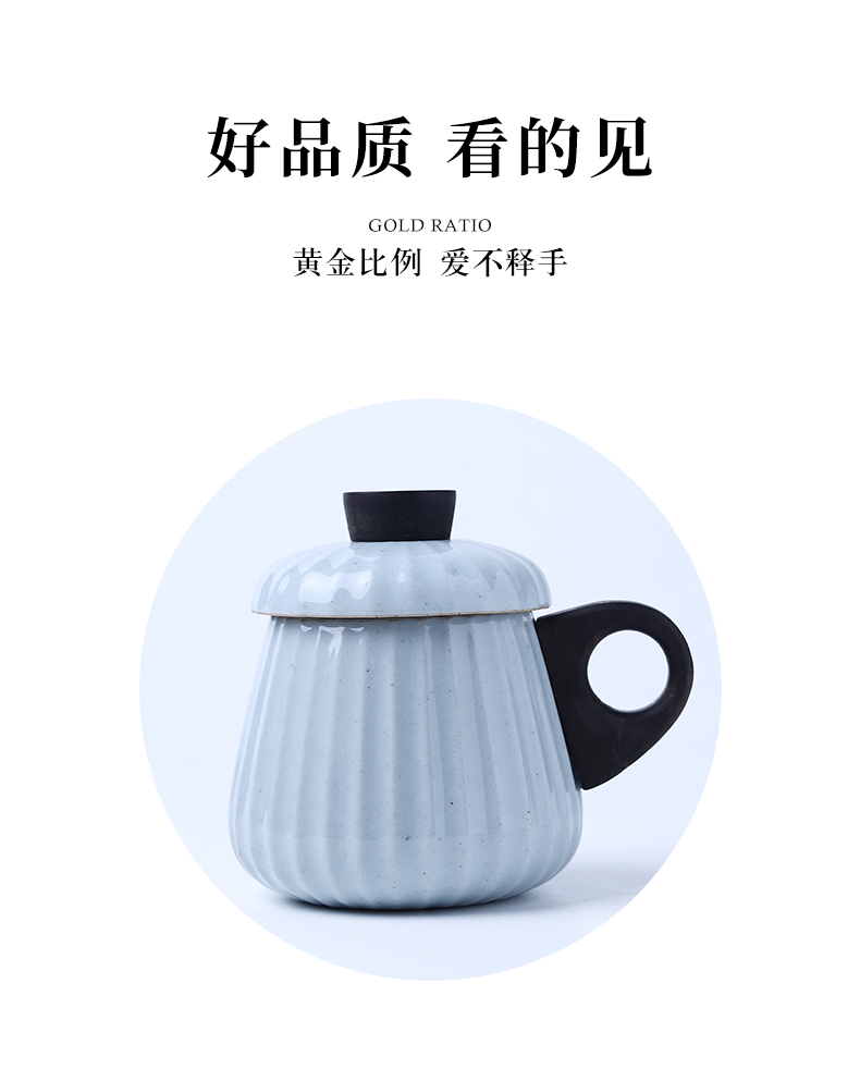 Mark cup large - capacity glass ceramic cup with cover the custom male female Japanese cup creative move trend restoring ancient ways