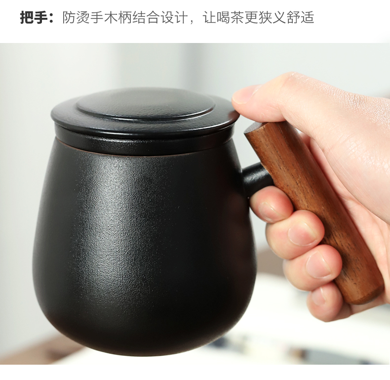 Mud printing office getting out with the cover glass keller ceramic cups high - capacity Japanese custom creative move trend