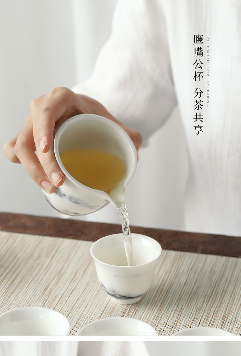 Mud seal thousand mountain tea set suit small household ceramic cups in Japanese I and contracted hand - made kung fu tea teapot