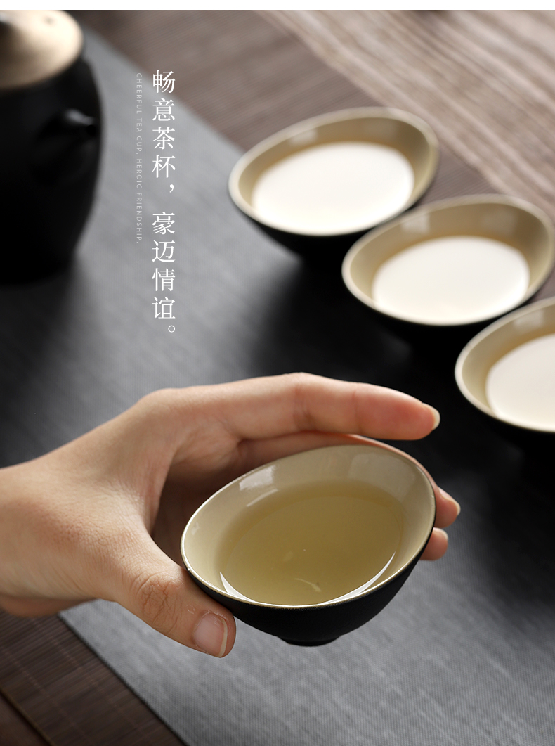 Mud seal tea set suit small household contracted kung fu tea set ceramic cups creative teapot Japanese custom