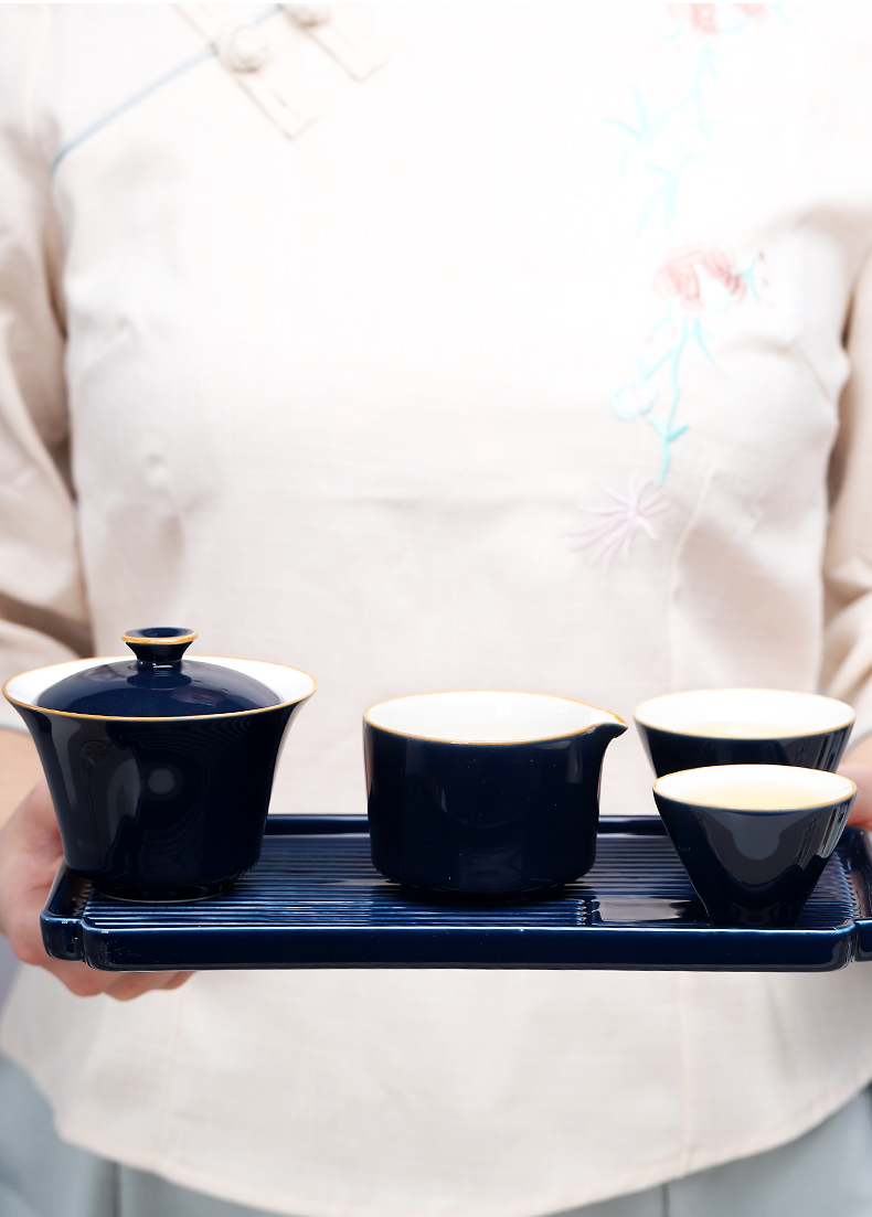 Travel kung fu tea set suit portable bag type car is suing crack cup. A small pot of two glass ceramic tea tray tureen