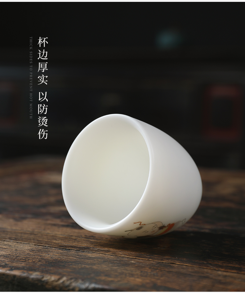 Mud seal play child sample tea cup kung fu tea set home sitting room dehua white porcelain ceramic hand - made master cup single CPU