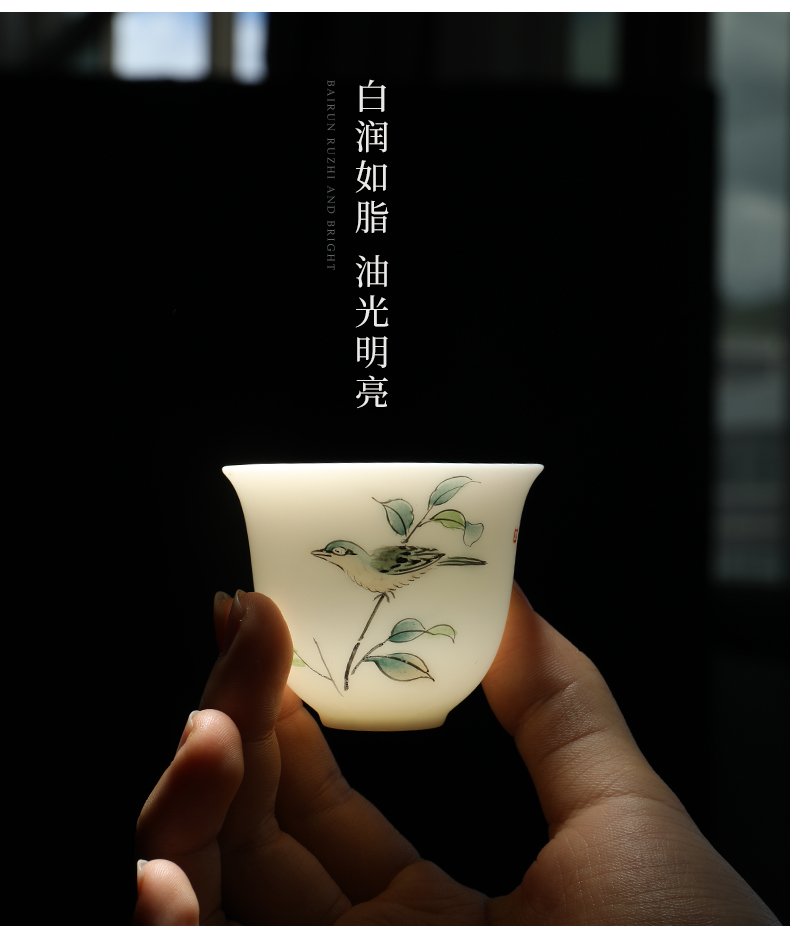 Mud seal the magpies kung fu tea set suit household contracted hand - made white porcelain teacup suet jade teapot custom gift boxes