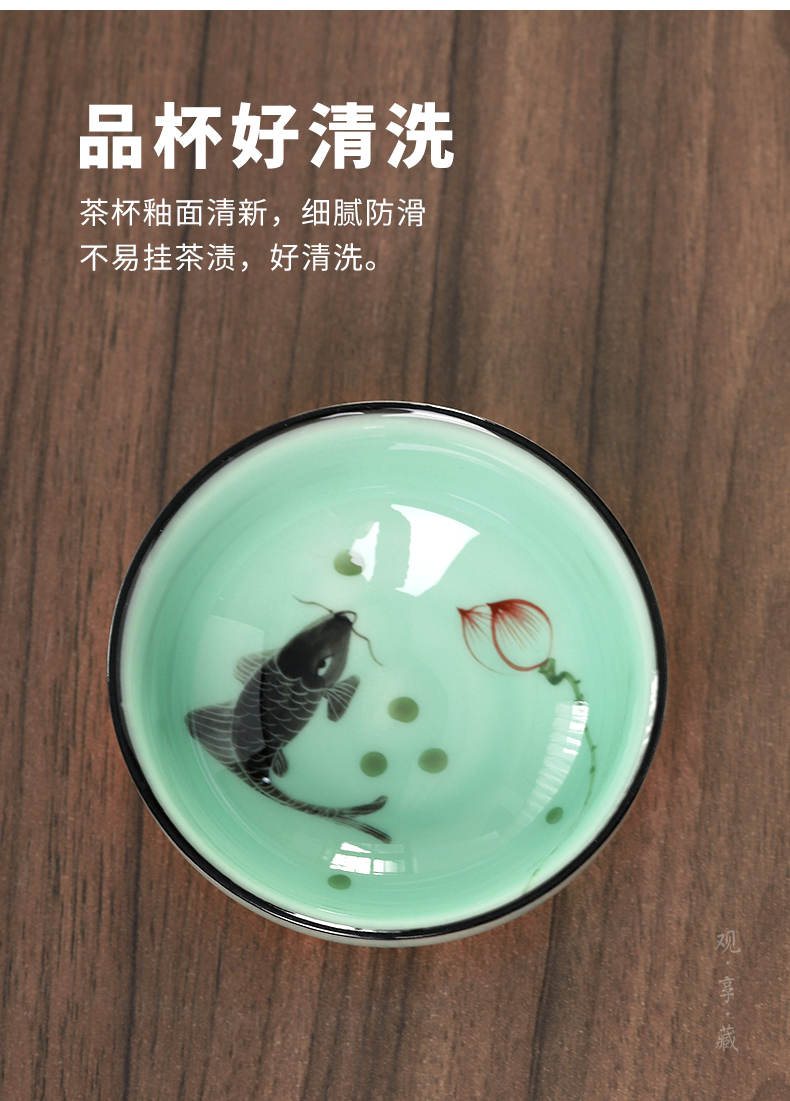 Kung fu tea set household contracted and I sitting room office ceramic lid bowl of high - grade tea cups