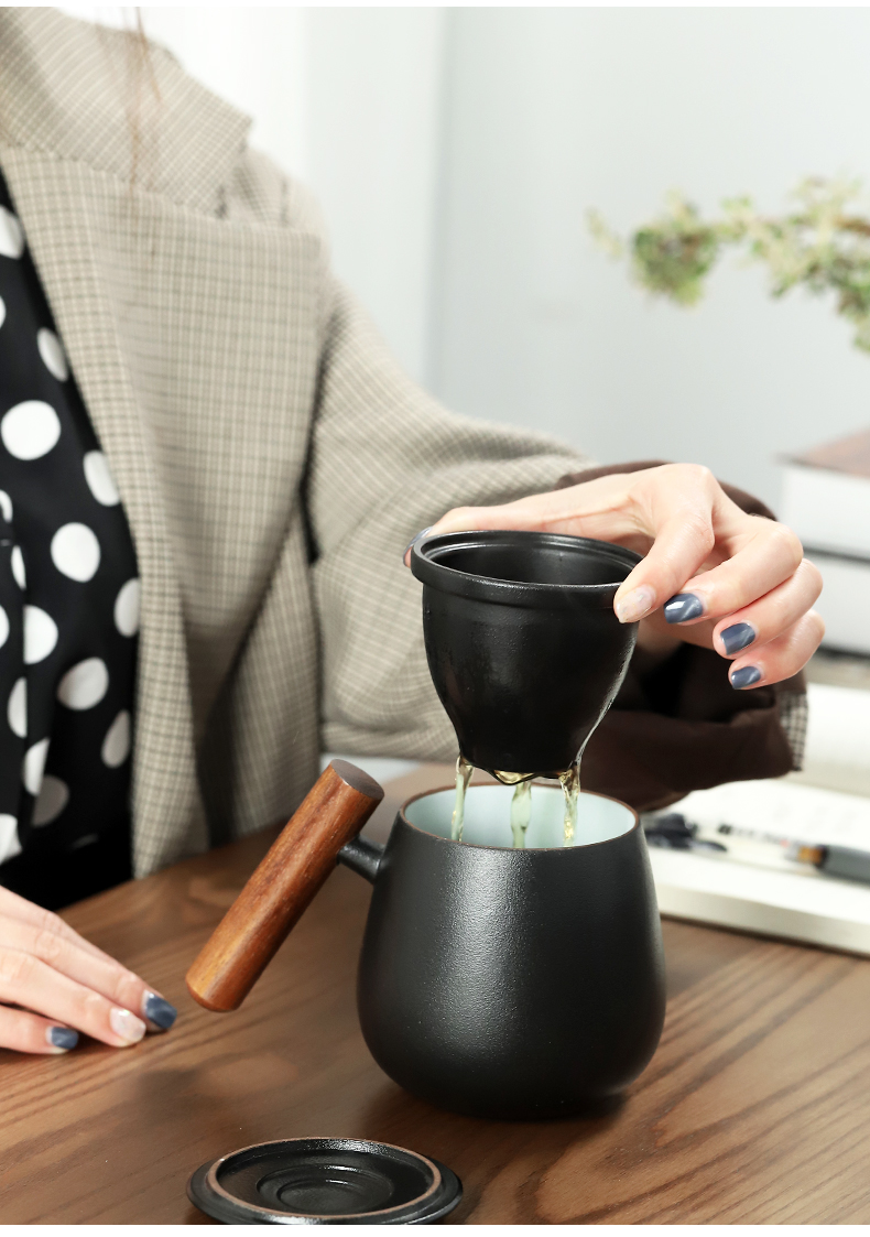 Mud printing office getting out with the cover glass keller ceramic cups high - capacity Japanese custom creative move trend