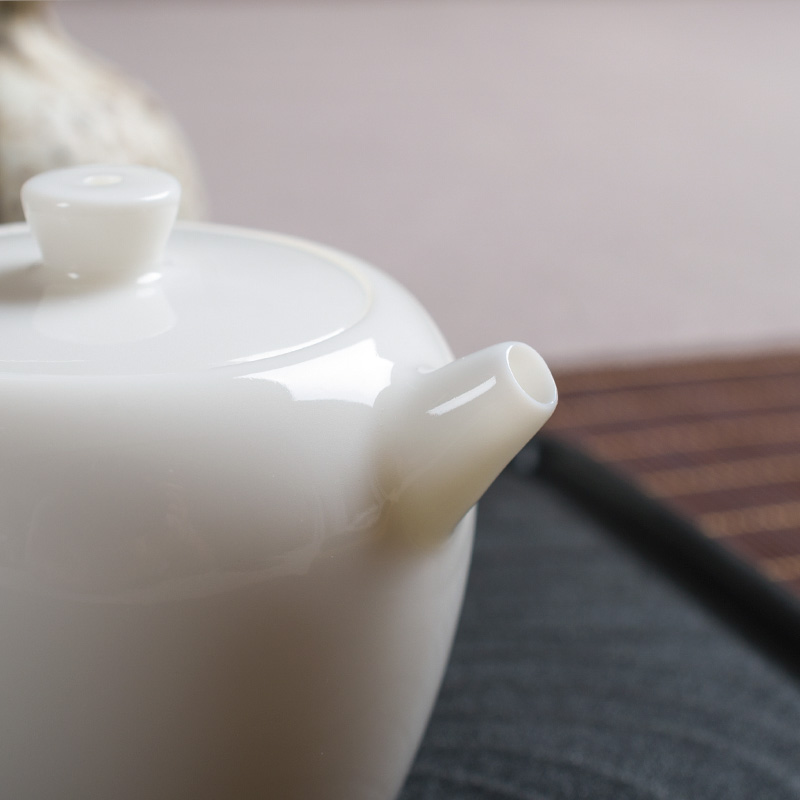 Ceramic household modern dehua white porcelain kung fu tea tea tea single pot office large idea gourd pot of the teapot