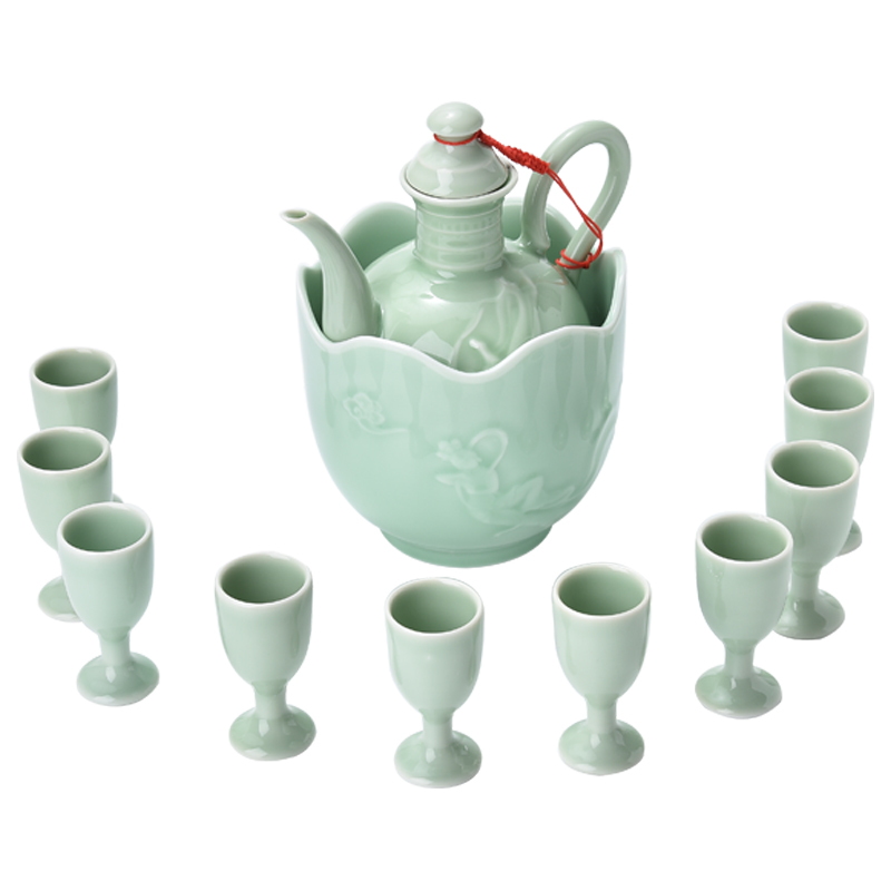 Longquan celadon mud seal wine temperature hot hip half jins of checking ceramic household hot cup warm yellow rice wine wine suits for
