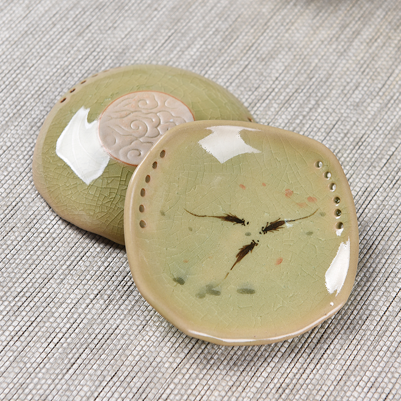 Cup mat mud seal tea accessories creative hand - made ceramic cups tea kungfu saucer household insulation prevent hot Cup mat