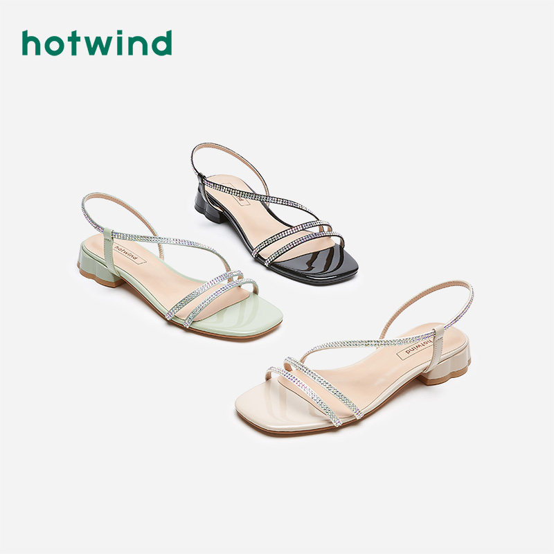 Hotwind hot air sandals female fairy style 2020 new all-match Korean version mid-heel casual shoes one-word strap women's shoes