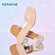 Hotwind hot air transparent sandals female fairy wind 2020 Summer new Joker high heel single shoes casual shoes tide