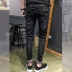 Quần jeans lỗ mùa thu nam Slim phiên bản Hàn Quốc của xu hướng quần dài nam màu đen quần dài - Quần jean quần áo nam đẹp Quần jean