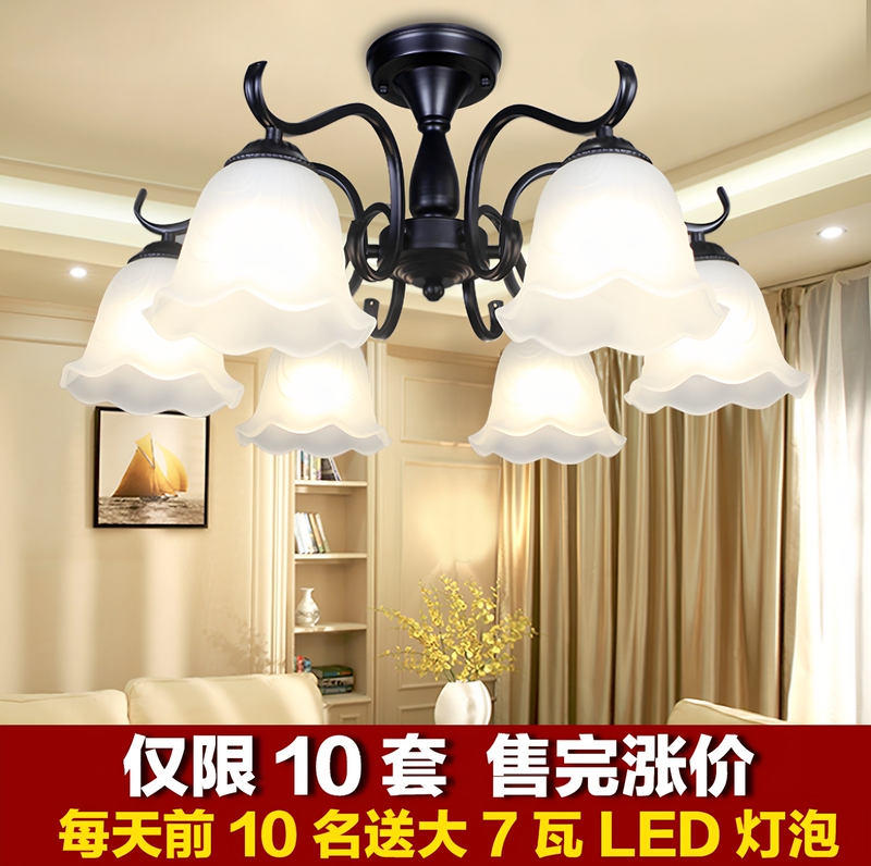 French Retro Chandelier, Warm Atmosphere Bedroom Lamp, Antique Style Atmospheric Living Room Lamp, Black New American Style Ceiling Lamp