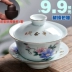 San Cai Yang Gaiwan Tách trà Bát trà Bộ ấm trà San Cai Jingdezhen sứ màu trắng và màu trắng với bao gồm sứ trắng bộ ấm chén uống trà Trà sứ