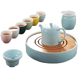 Чайный сервиз, комплект, глина, чашка, заварочный чайник из натурального дерева, чай, простой и элегантный дизайн