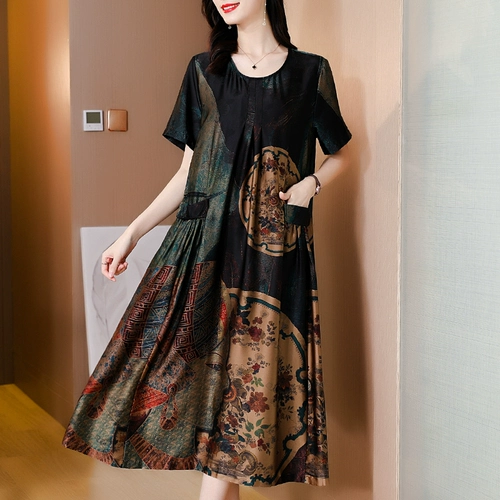 Платье, элитная шелковая юбка для матери, из фатина, большой размер, 40 лет