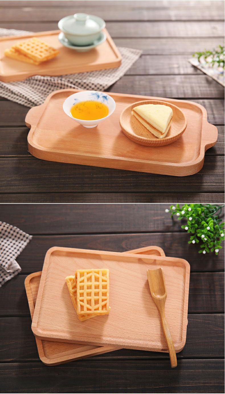 Tengge khay gỗ rắn tấm gỗ elm hình chữ nhật khay cốc buổi chiều trà snack tấm tấm gỗ ăn sáng tấm khay gỗ chữ nhật