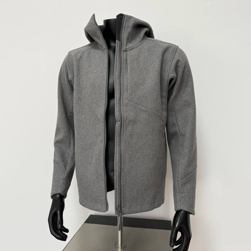 No Logo Sheep Wool Swayer Softshell Jacket Outdoor Commuting Business Fleece-Lined Warm Woolen Jacket