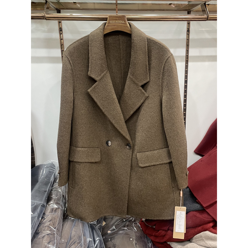 Malatina Ml63 Mall Counter Genuine Mid-Length Tailored Solid Color Double-Sided Wool Cashmere Coat Malatina Ml63 Mall Counter Genuine Mid-Length Tailored Solid Color Double-Sided Wool Cashmere Coat