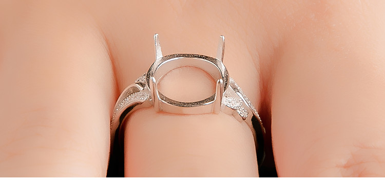 S925 sterling bạc hỗ trợ nhẫn trống hỗ trợ 7 * 9 8 * 10 10 * 12 12 * 16 hỗ trợ trống sapphire sống nhẫn vàng trắng nam