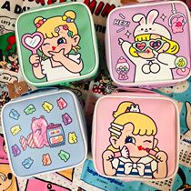 bentoy lollipop girl cosmetic bag cute PU large capacity digital square bag storage bag Hand bag