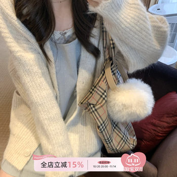 Thedouerr lazy big sweater jacket two colors loose and relaxed plush cardigan