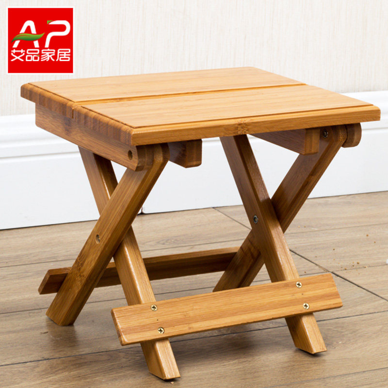 Nan bamboo folding stool portable outdoor maza fishing chair train small bench solid wood stool home adult