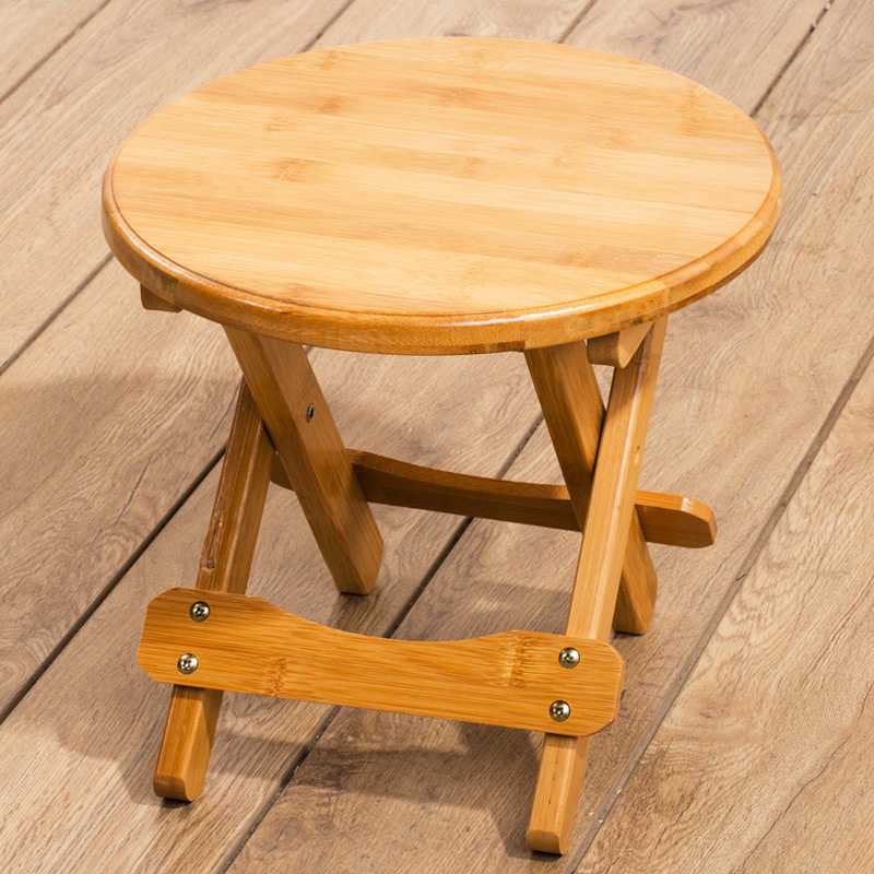 Bamboo folding stool convenient outdoor Maza fishing chair small bench solid wood stool round stool fashion home
