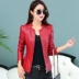 Miedaiia / Mideni Mùa xuân và mùa thu Hained Leather Women Short Hàn Quốc Kích thước lớn Áo khoác da nữ nhỏ Xu hướng áo khoác - Quần áo da Quần áo da