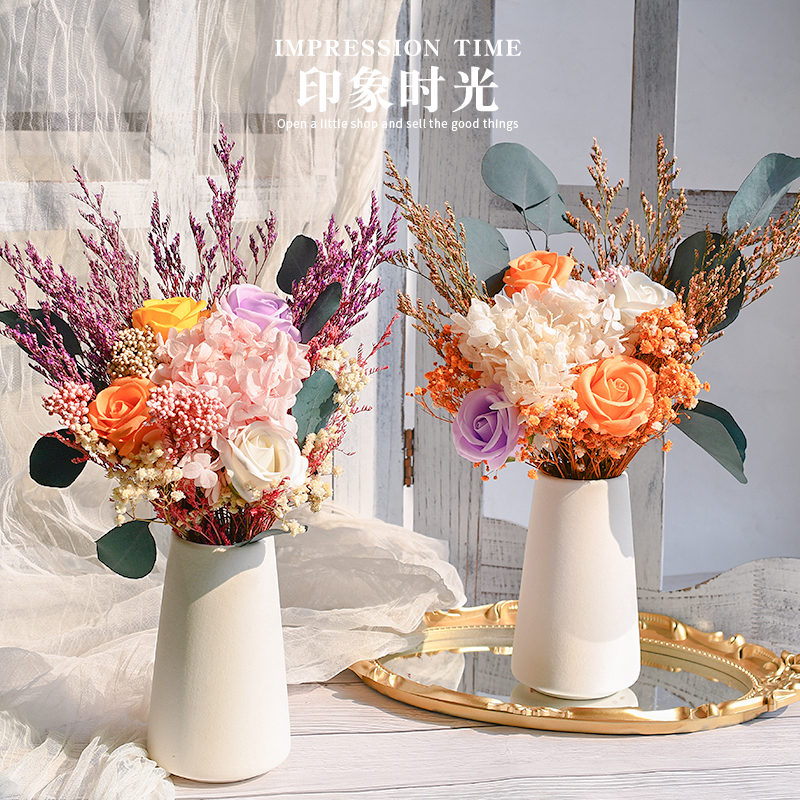 Evergreen flowers full of Star Rose Pendulum Pieces Diy Material Living Room Furnishing Vase Light Lavish Decoration Real Flowers Dried Flowers Bouquet