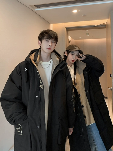 Бархатный пуховик подходит для мужчин и женщин, зимние удерживающие тепло модные джинсы с начесом, куртка, утиный пух