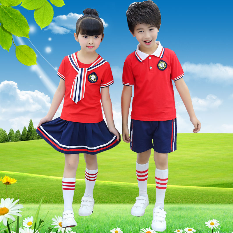 Trường Mầm non Vườn Summer Uniform Symset Set 2018 Summer ngắn Sleeve Trường tiểu học Học sinh Thực Đồng phục Performance