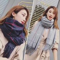 Phiên bản Hàn Quốc của mùa thu và mùa đông kẻ sọc dài khăn quàng cổ nam và nữ giả cashmere sử dụng khăn choàng đôi sinh viên hoang dã khăn quàng ấm dày - Khăn quàng cổ / khăn quàng cổ khăn caro phượt	