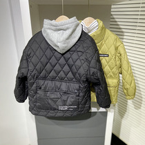 The feeling of the mother of the boy the day of the autumn and winter cotton-padded jacket Edo wind Lingge big pocket bread cotton-padded clothes baby thin cotton-padded clothes