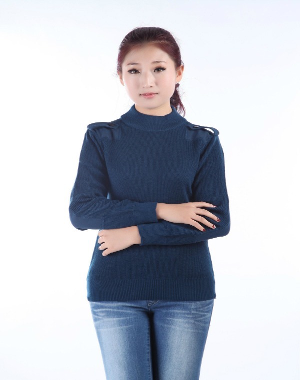 Yingshuo outdoor sky blue women's wool sweater blue women's sweater Women's crew neck anti-static sweater women's sweater