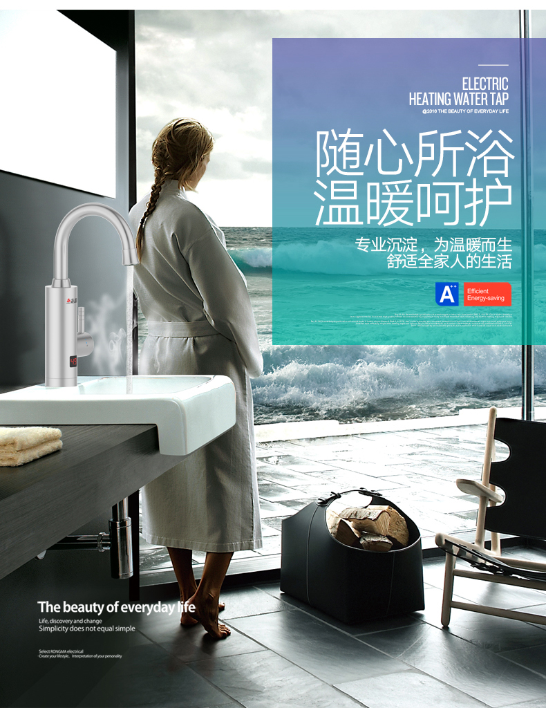 binh nuoc nong lanh Chigo ngay lập tức vòi nóng điện nhanh nhà bếp kho báu nhanh hơn vòi nước nóng nhiệt điện nhà - Máy đun nước nước nóng năng lượng mặt trời
