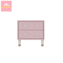 Childrens bedroom mini leather art solid wood bedside table simple modern light luxury storage cabinet pink bedside cabinet