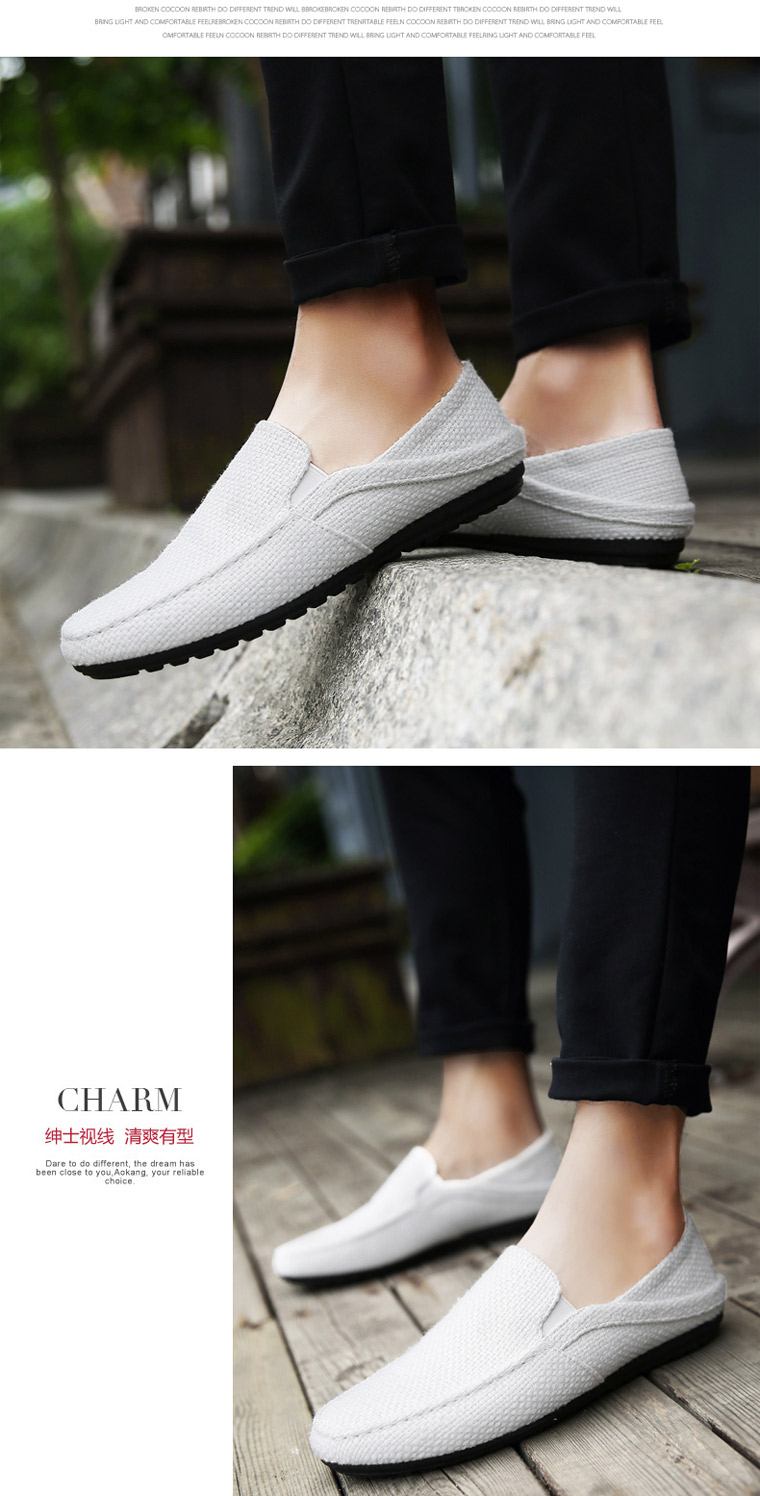 Giày nam mùa thu vải đế xuồng lười một chân Phiên bản Hàn Quốc của xu hướng giày nam giản dị thoáng khí giày vải Bắc Kinh cũ giày thể thao nam hàng hiệu