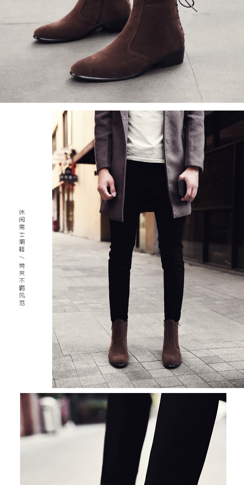 Giày nam mùa đông mới 2018 Phiên bản Hàn Quốc của xu hướng giày cao cổ mũi nhọn cho nam shop giày thể thao
